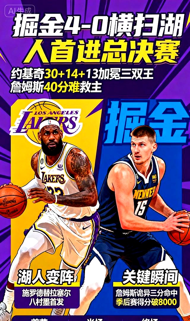 湖人横扫魔术，约基奇点燃赛场的简单介绍